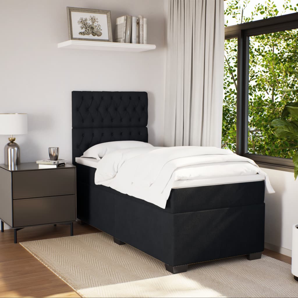 Box spring krevet s madracem crni 90x200 cm baršunasti