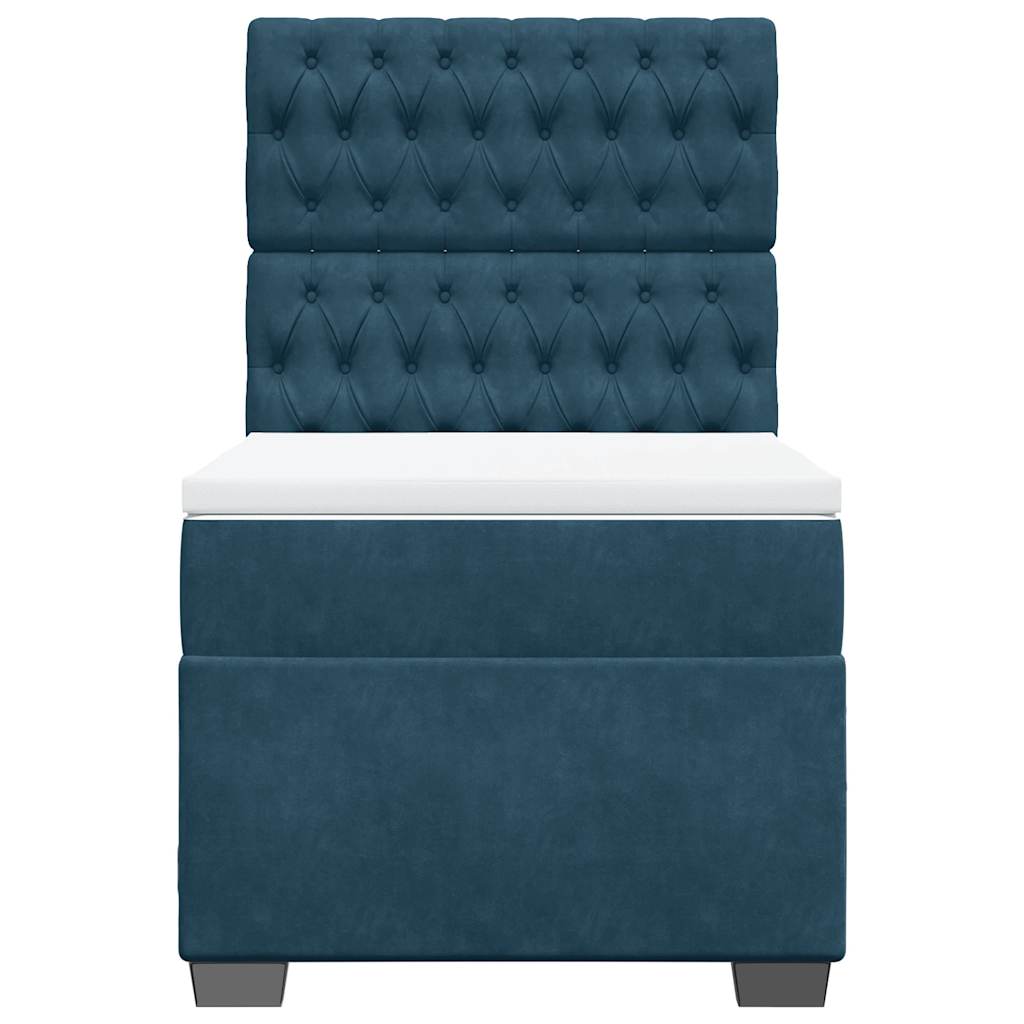 Box spring krevet s madracem plavi 90x200 cm baršunasti