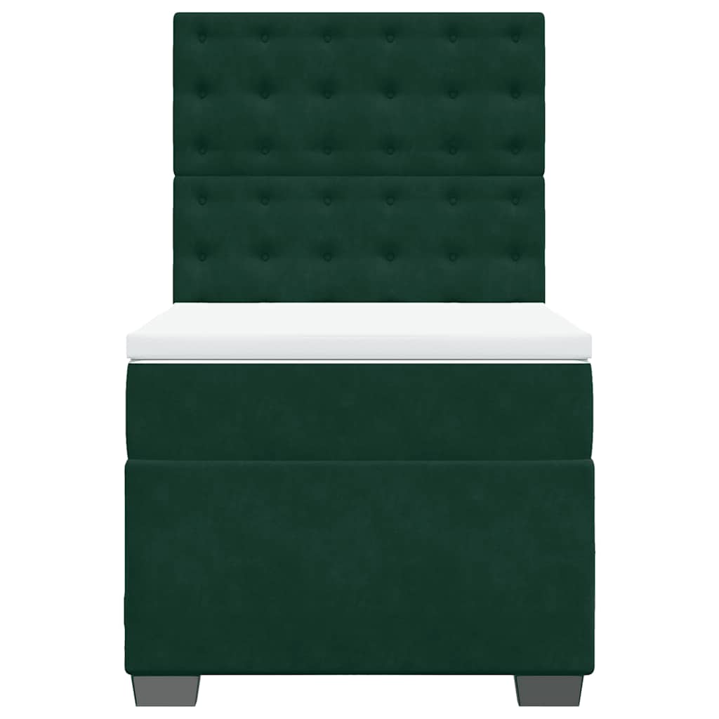 Box spring krevet s madracem tamnozeleni 90x200 cm baršunasti