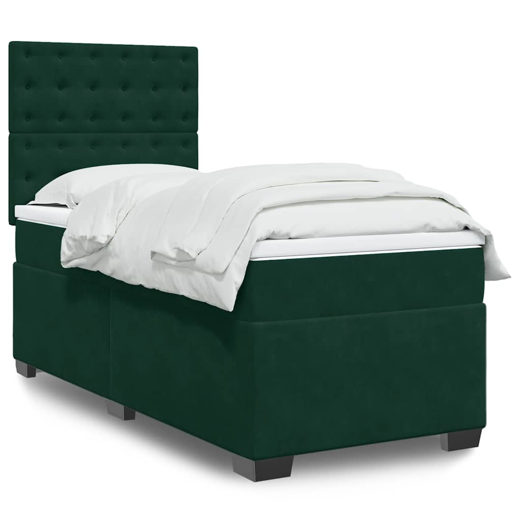 Box spring krevet s madracem tamnozeleni 90x200 cm baršunasti