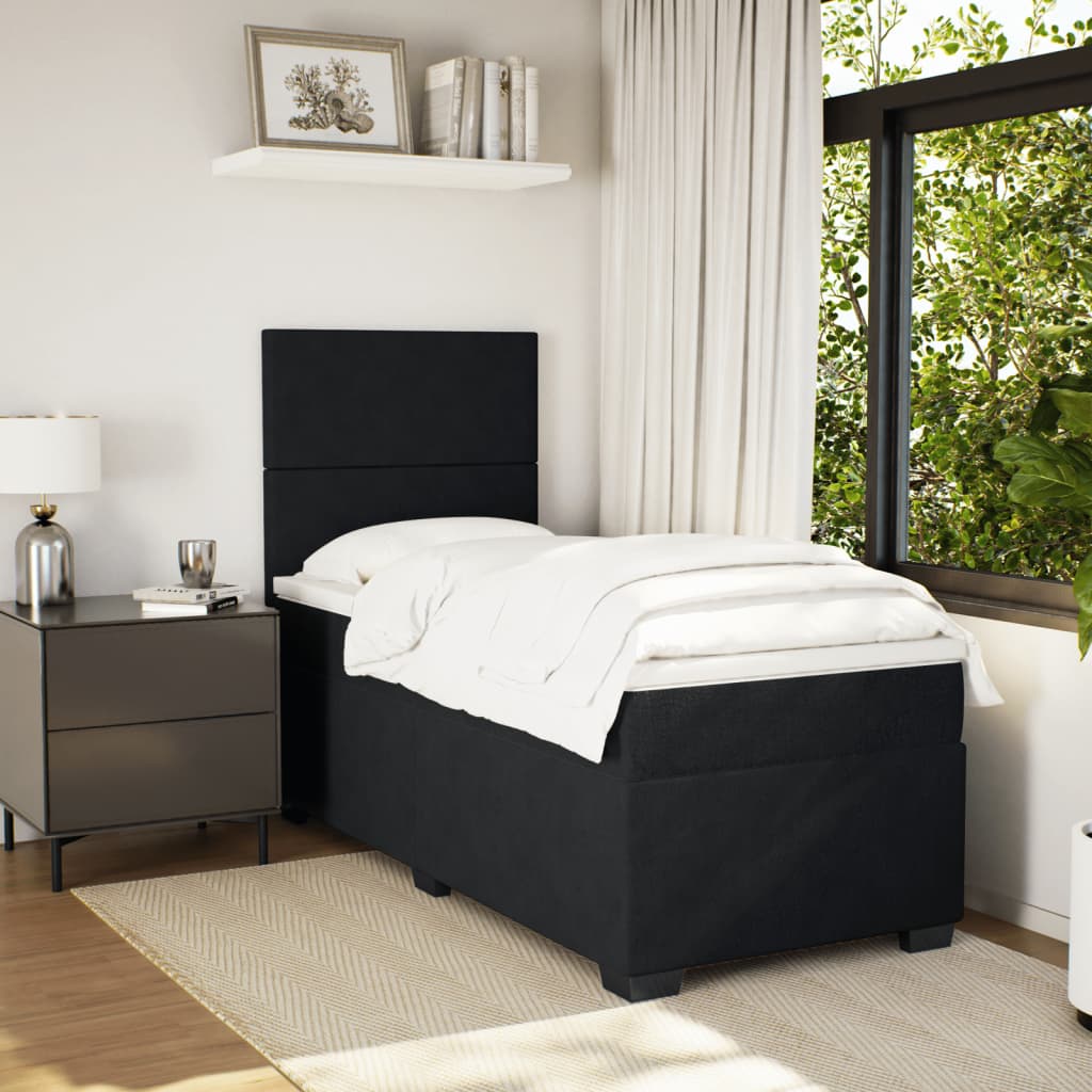 Box spring krevet s madracem crni 100x200 cm baršunasti
