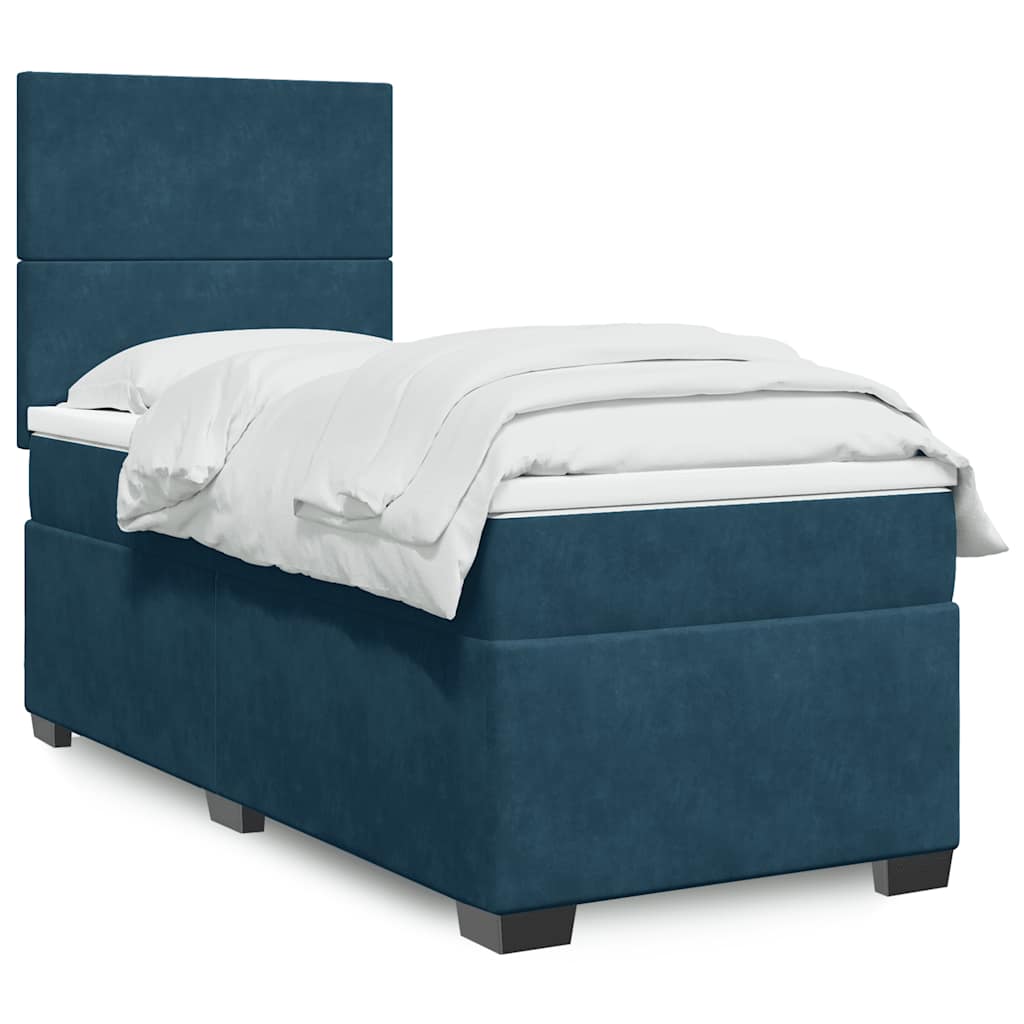 Box spring krevet s madracem plavi 100x200 cm baršunasti