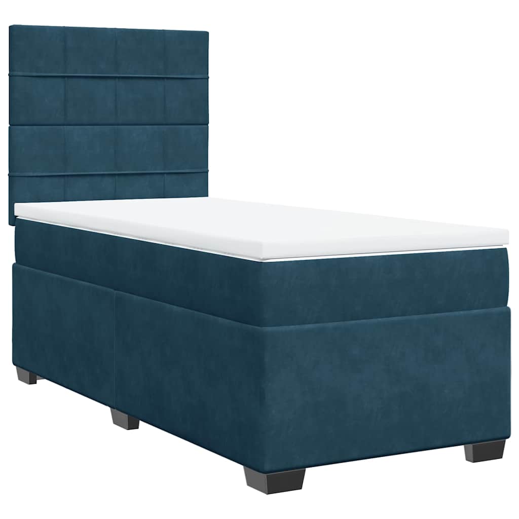 Box spring krevet s madracem plavi 100x200 cm baršunasti