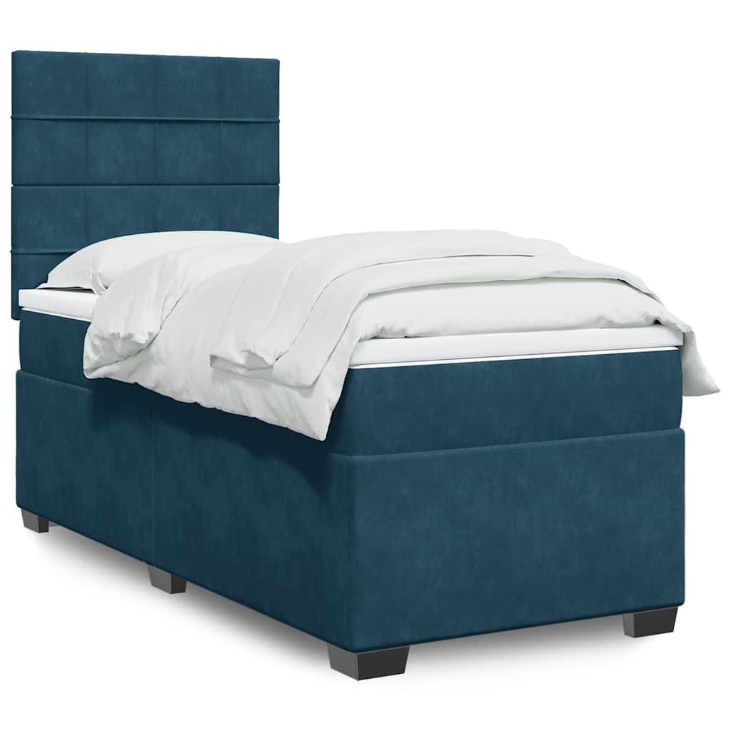 Box spring krevet s madracem plavi 100x200 cm baršunasti