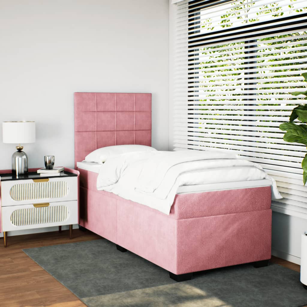 Box spring krevet s madracem ružičasti 100x200 cm baršunasti