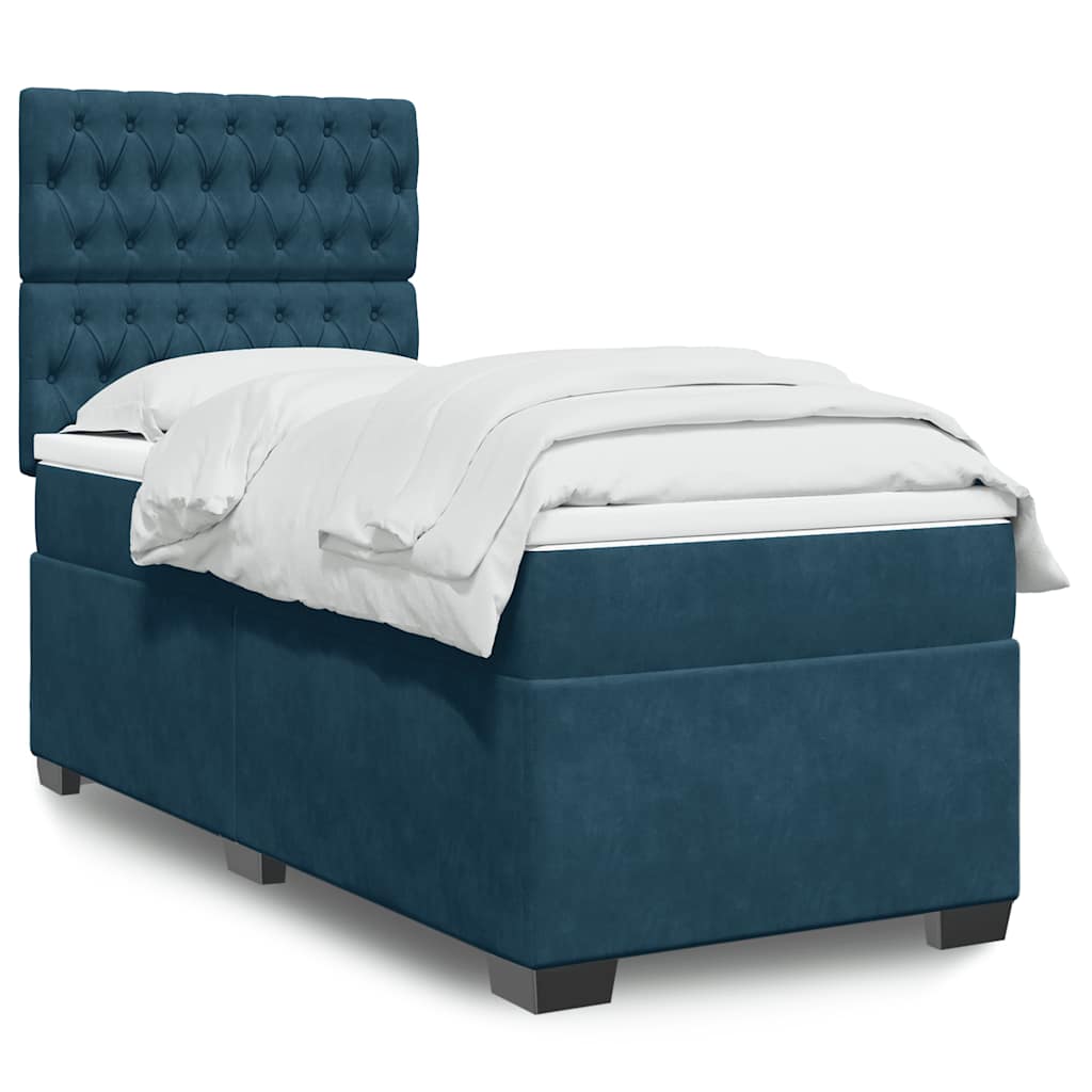 Box spring krevet s madracem plavi 100x200 cm baršunasti