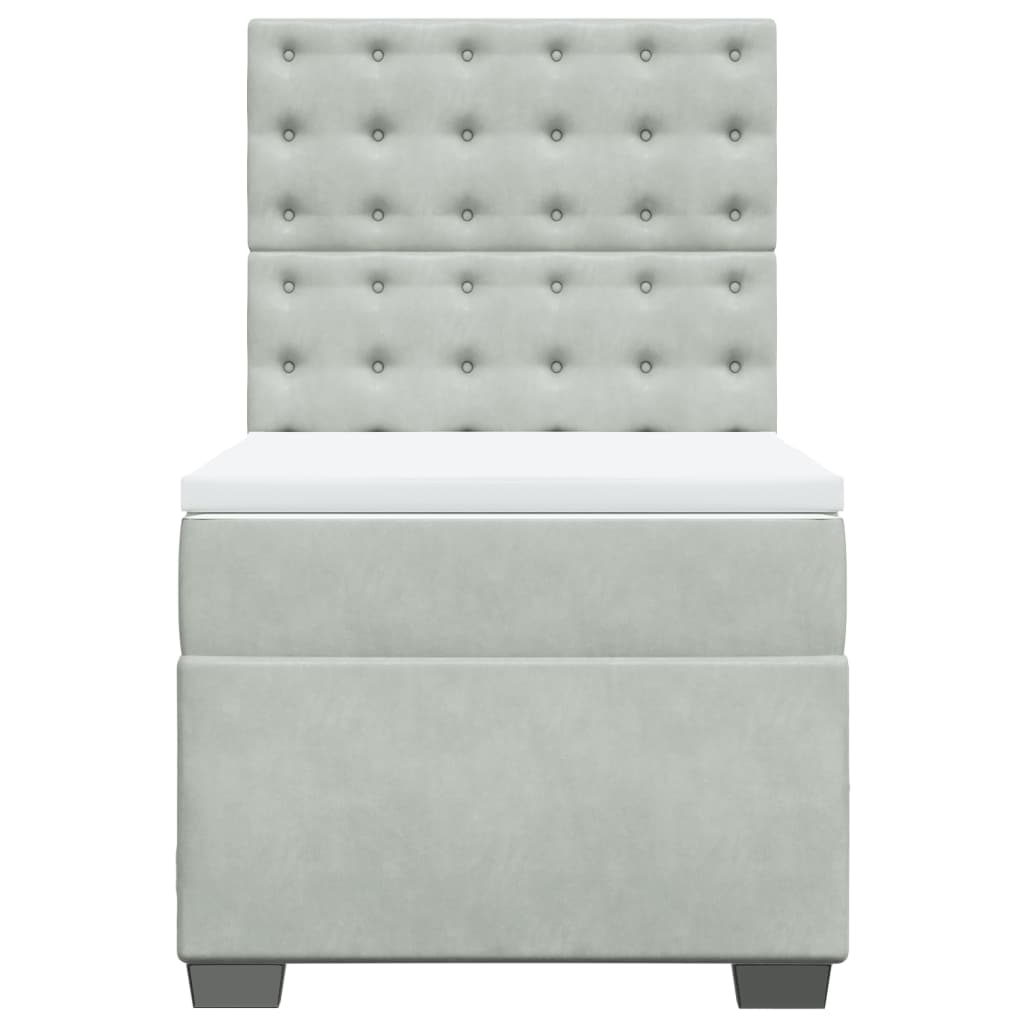 Box spring krevet s madracem svjetlosivi 100x200 cm baršunasti