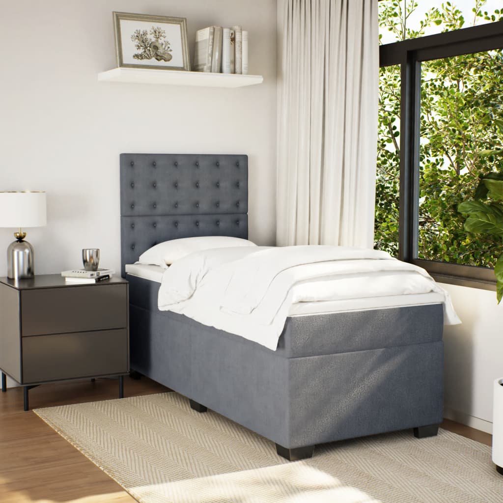Box spring krevet s madracem tamnosivi 100x200 cm baršunasti