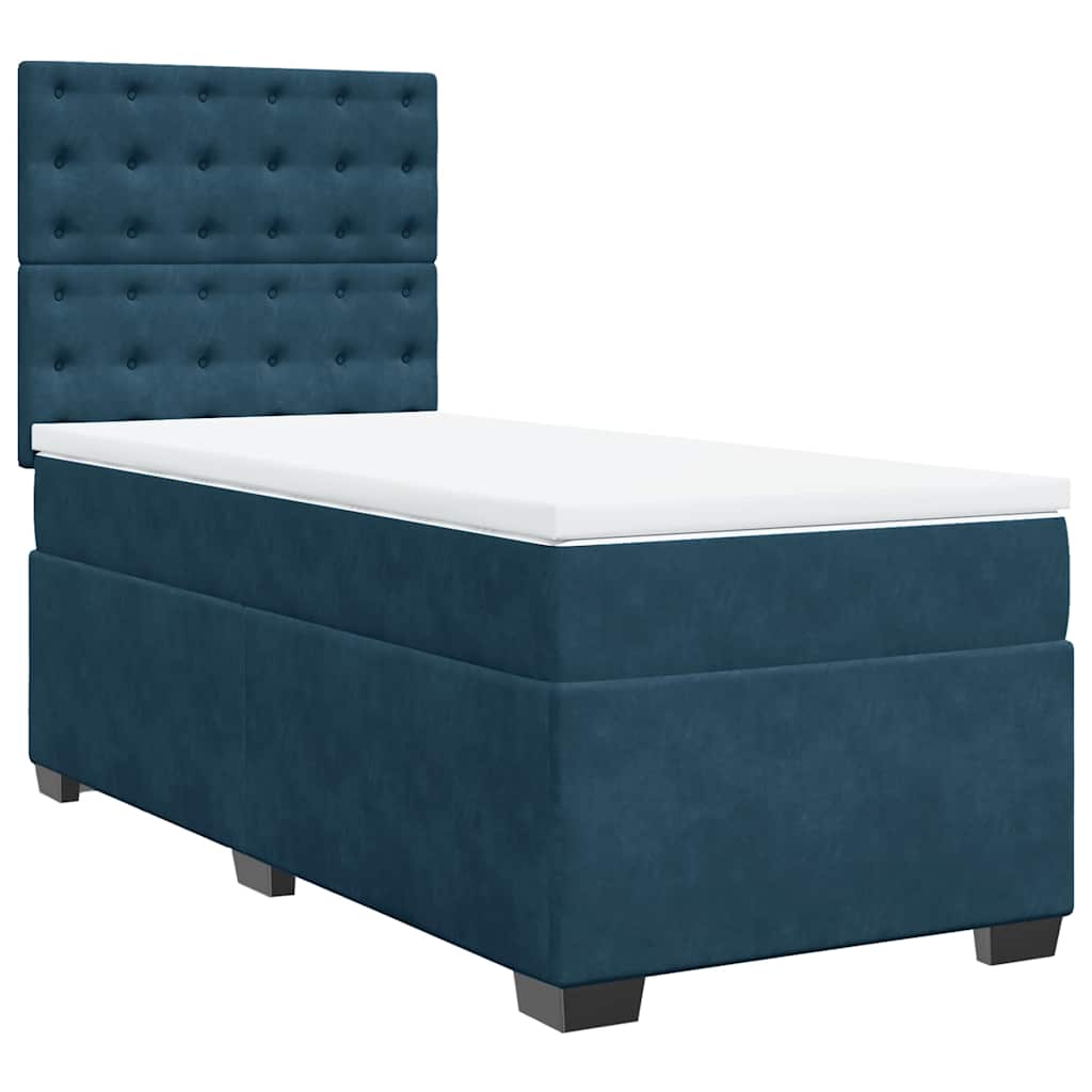 Box spring krevet s madracem plavi 100x200 cm baršunasti
