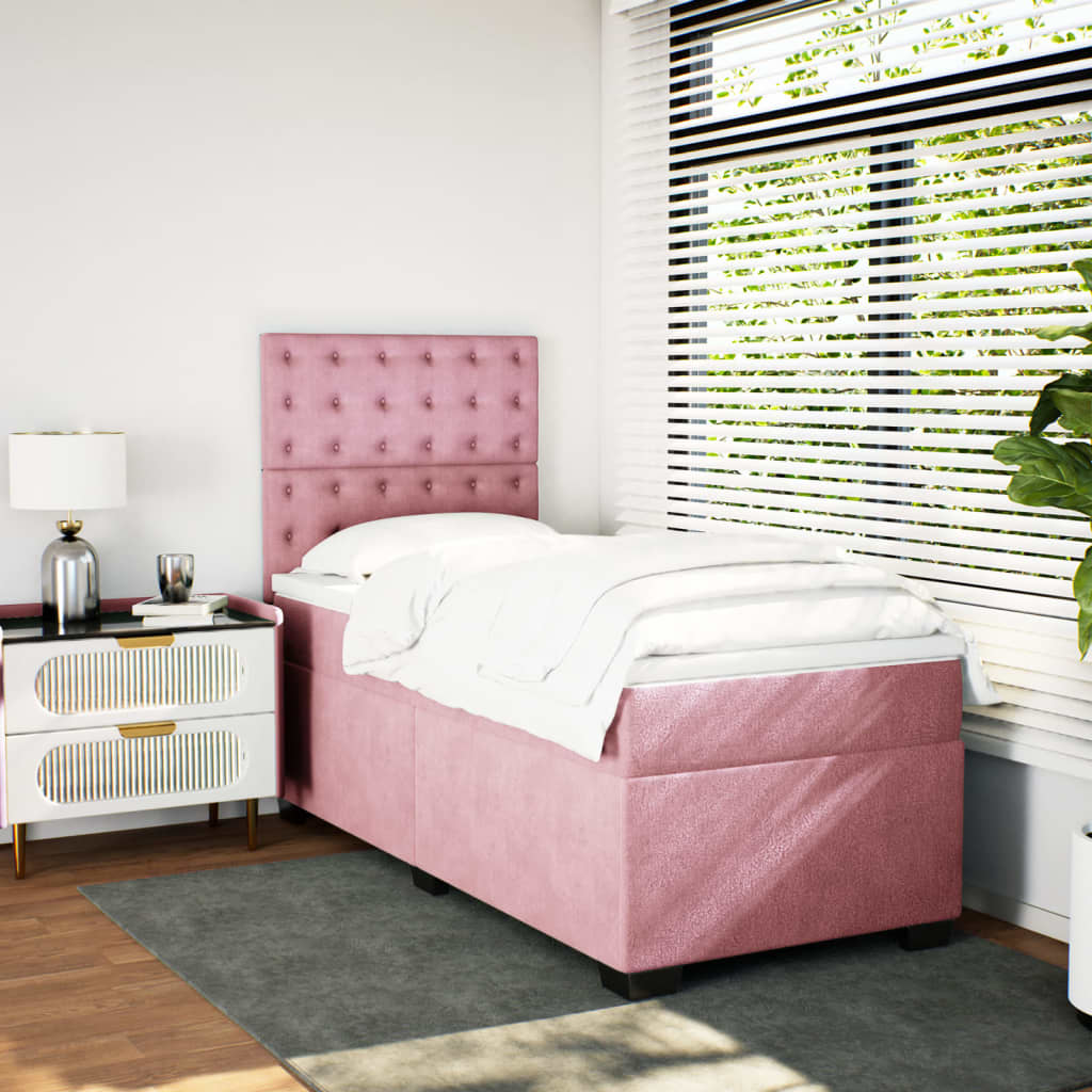 Box spring krevet s madracem ružičasti 100x200 cm baršunasti