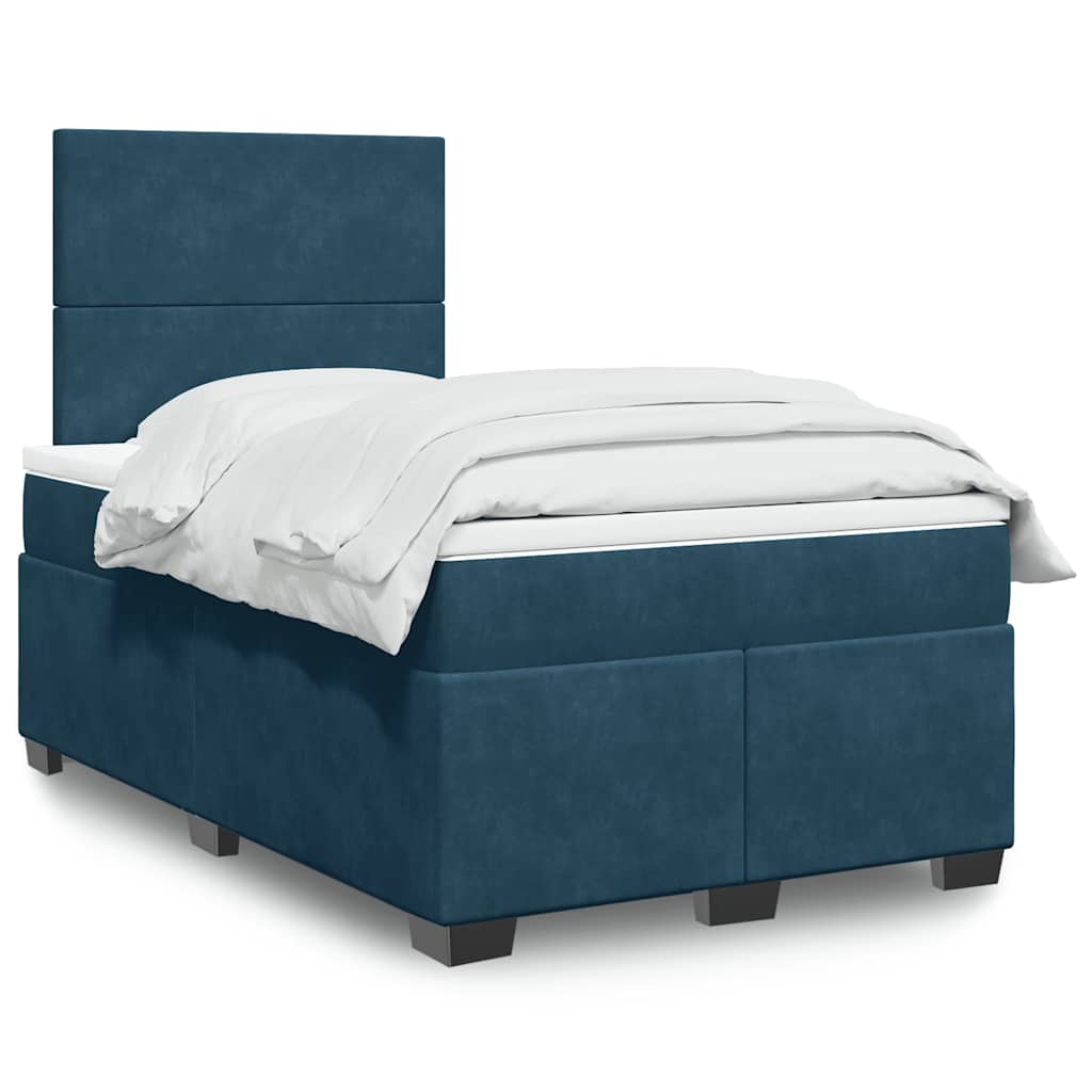 Krevet s oprugama i madracem plavi 120 x 190 cm baršun