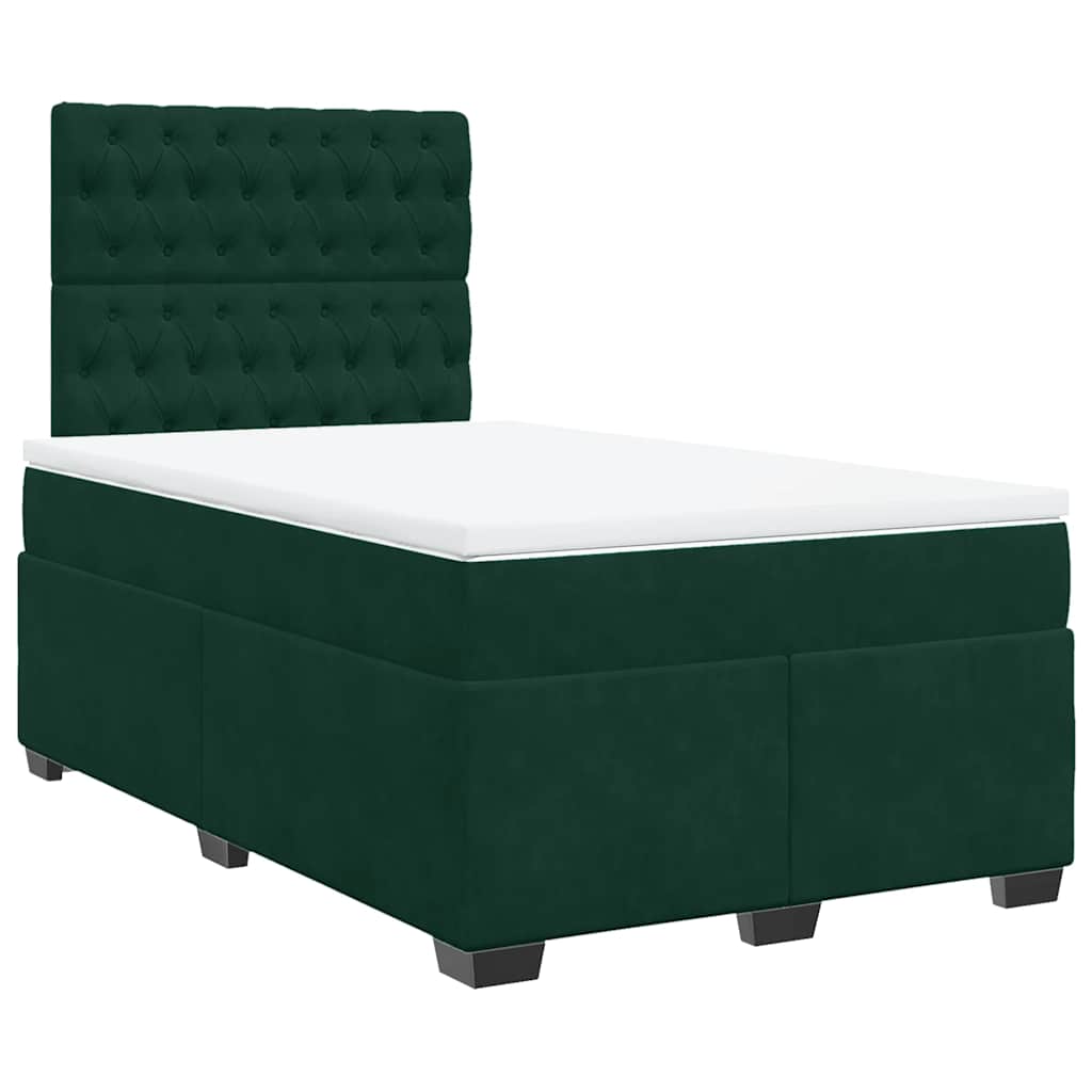 Krevet box spring s madracem tamnozeleni 120x190 cm baršunasti