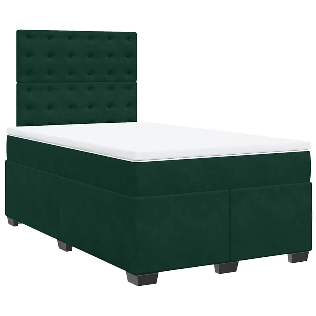 Krevet box spring s madracem tamnozeleni 120x190 cm baršunasti