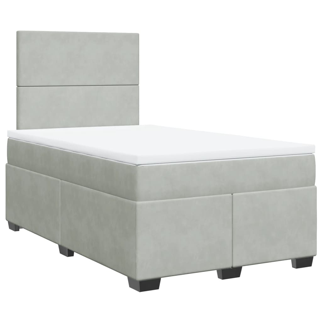 Box spring krevet s madracem svjetlosivi 120x200 cm baršunasti