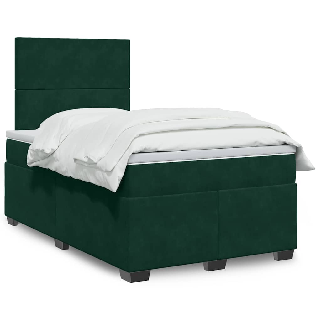 Box spring krevet s madracem tamnozeleni 120x200 cm baršunasti