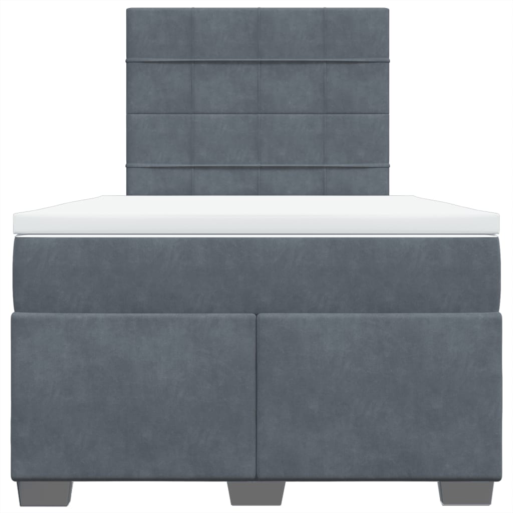 Box spring krevet s madracem tamnosivi 120 x 200 cm baršunasti