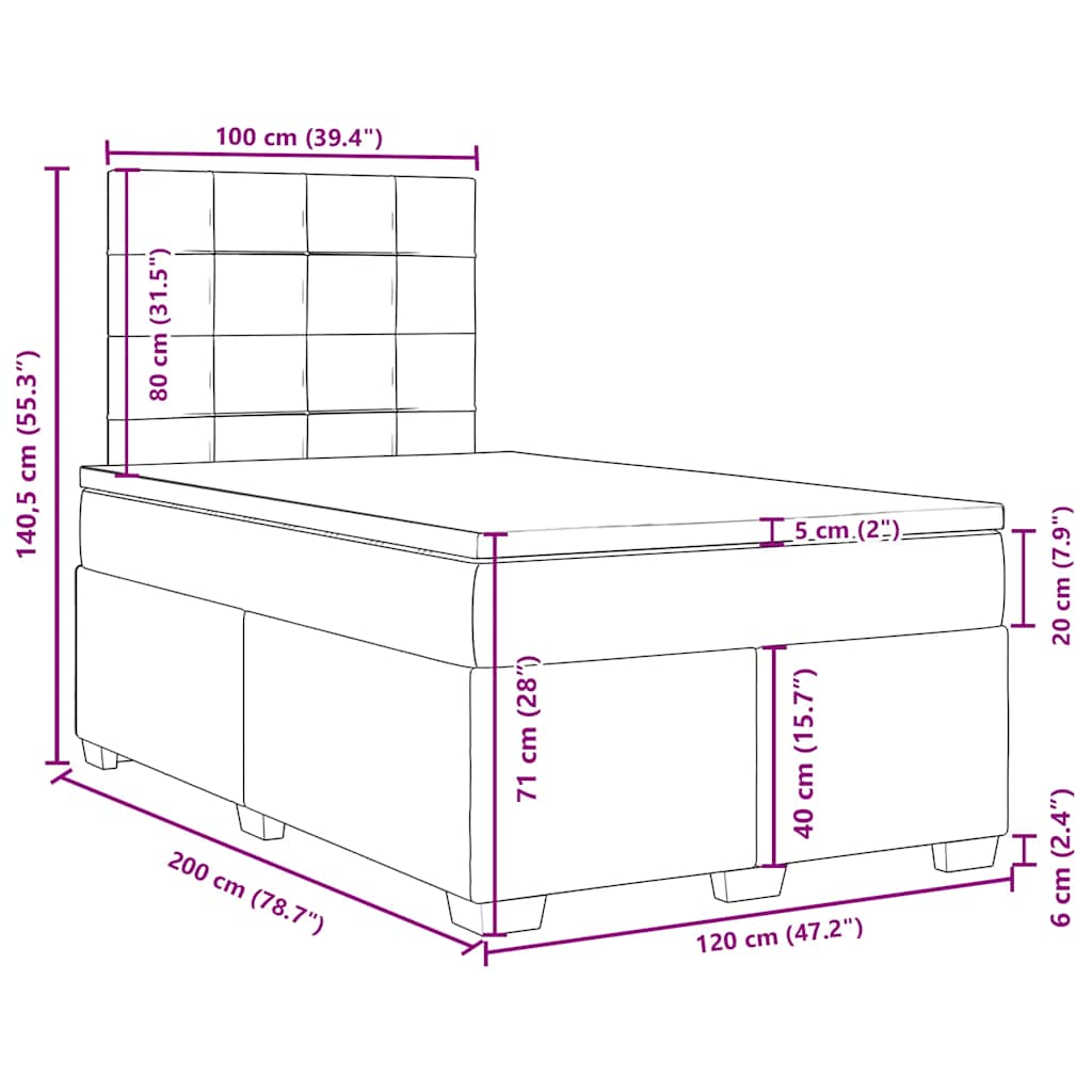 Box spring krevet s madracem tamnozeleni 120x200 cm baršunasti