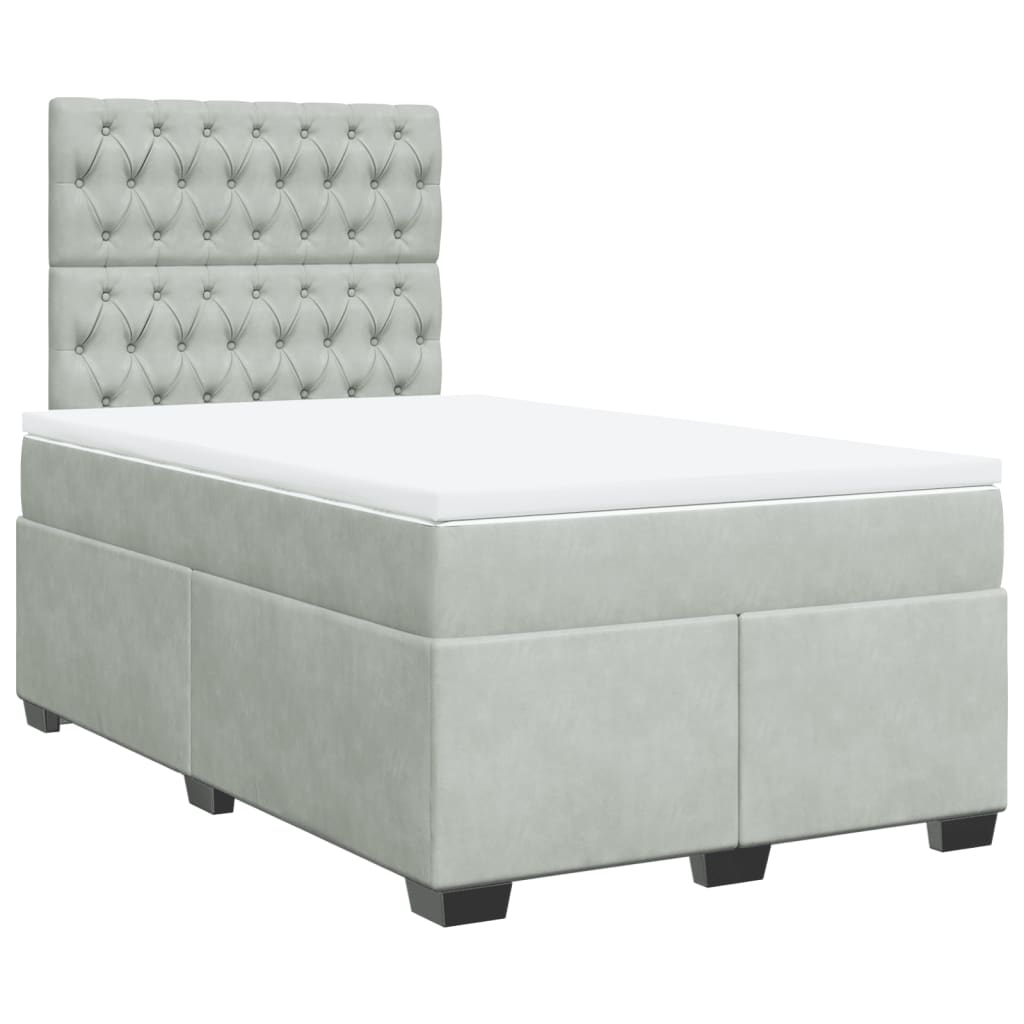 Box spring krevet s madracem svjetlosivi 120x200 cm baršunasti