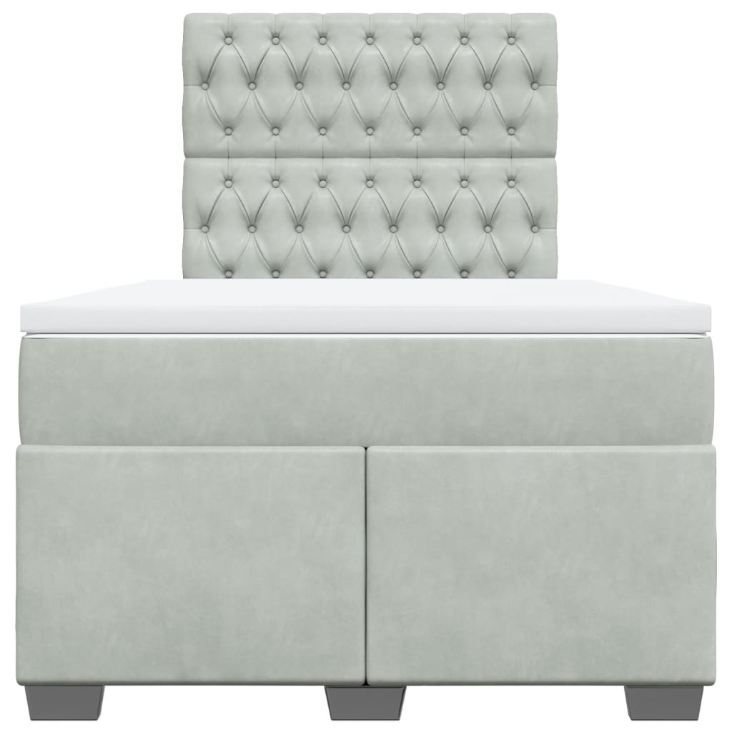 Box spring krevet s madracem svjetlosivi 120x200 cm baršunasti