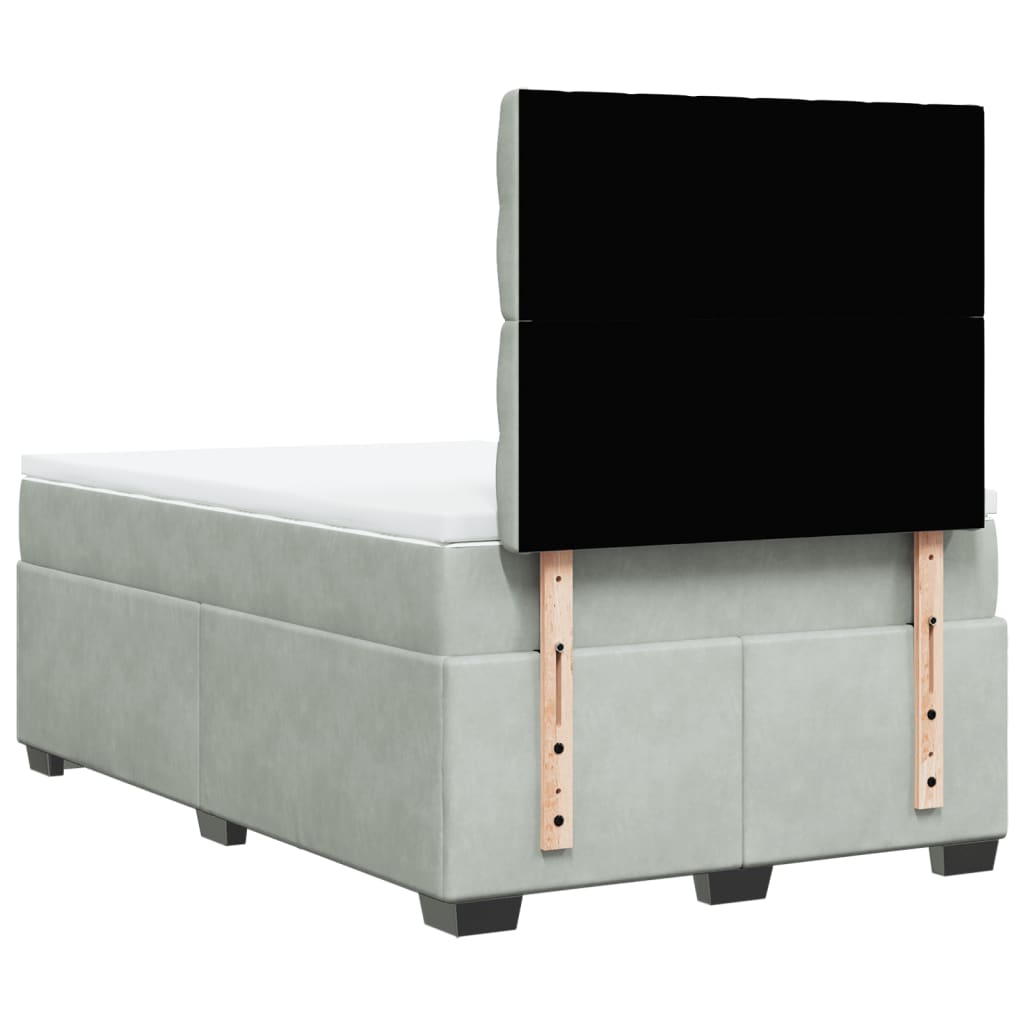 Box spring krevet s madracem svjetlosivi 120x200 cm baršunasti