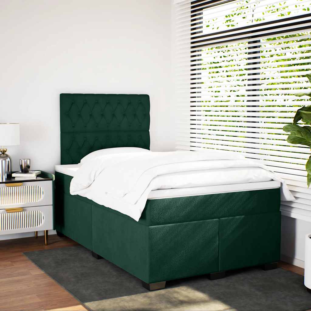 Box spring krevet s madracem tamnozeleni 120x200 cm baršunasti