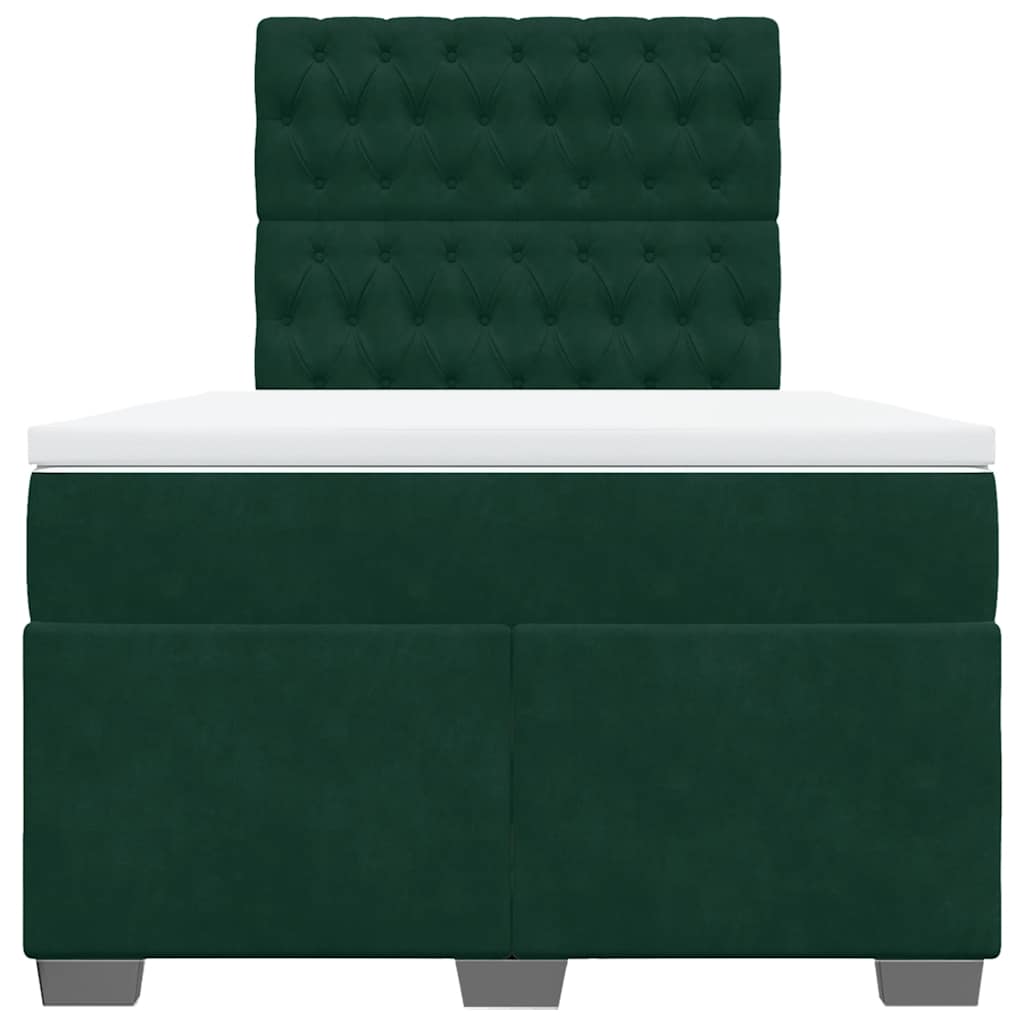 Box spring krevet s madracem tamnozeleni 120x200 cm baršunasti