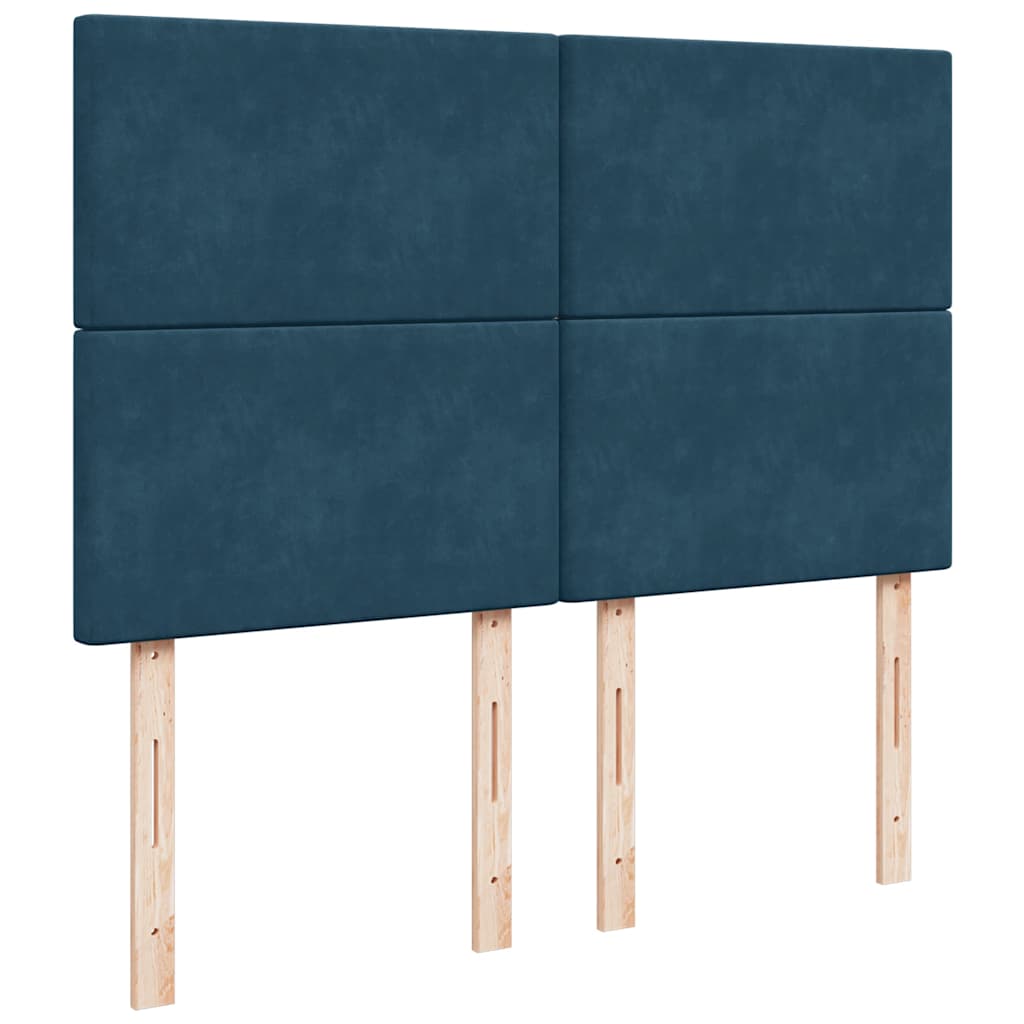 Krevet s oprugama i madracem plavi 140x190 cm baršunasti