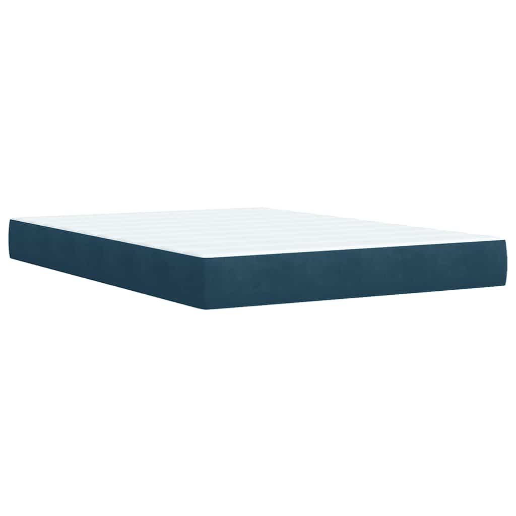 Krevet box spring s madracem plavi 160 x 200 cm baršunasti