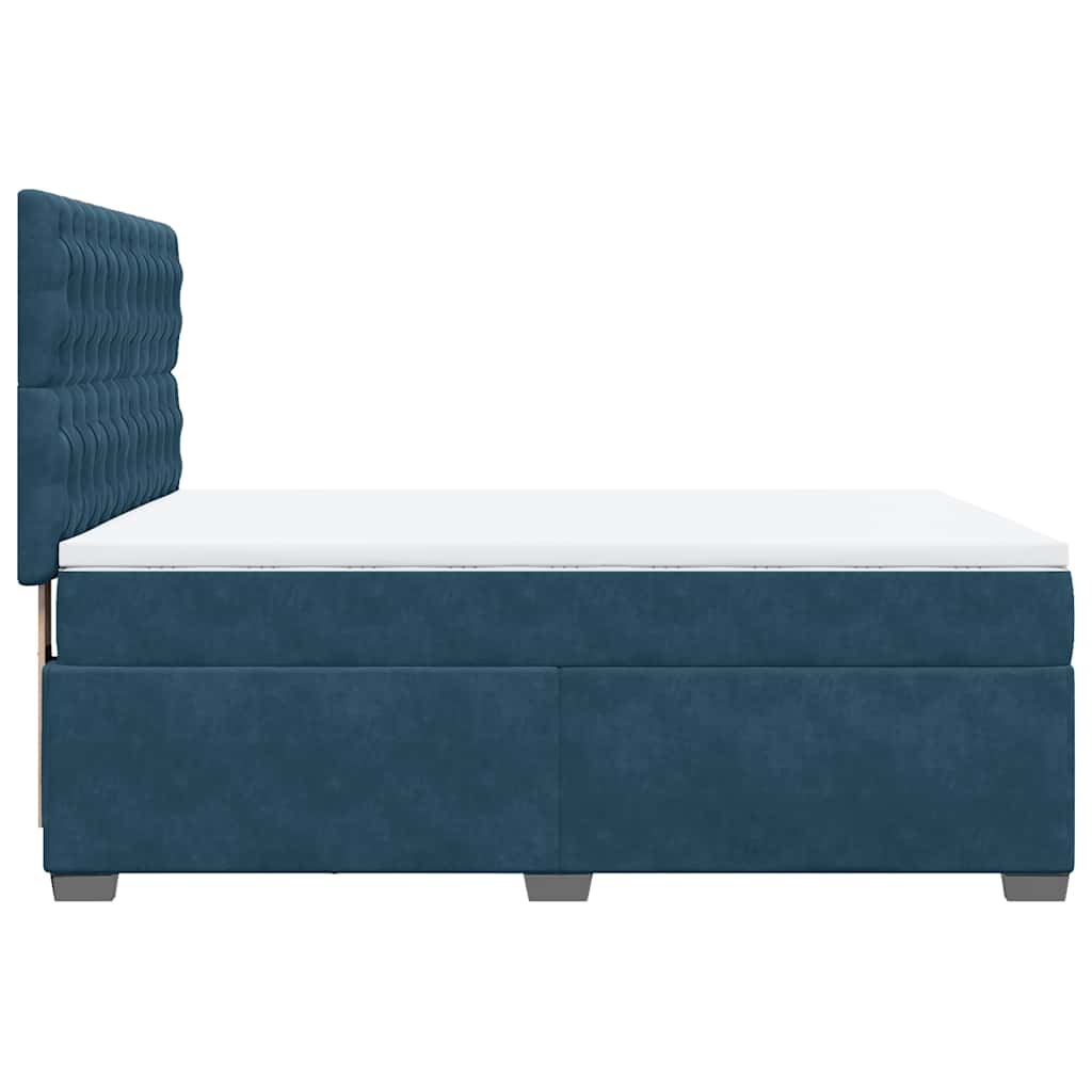 Krevet box spring s madracem plavi 160 x 200 cm baršunasti