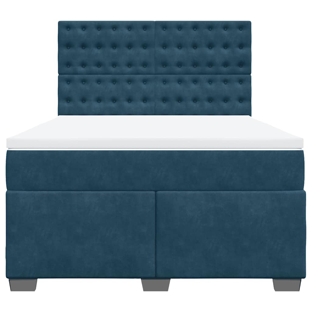 Krevet box spring s madracem plavi 160 x 200 cm baršunasti