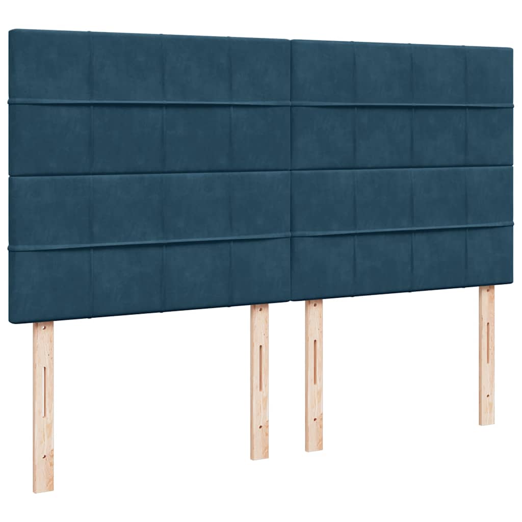 Krevet s oprugama i madracem plavi 200x200 cm baršunasti