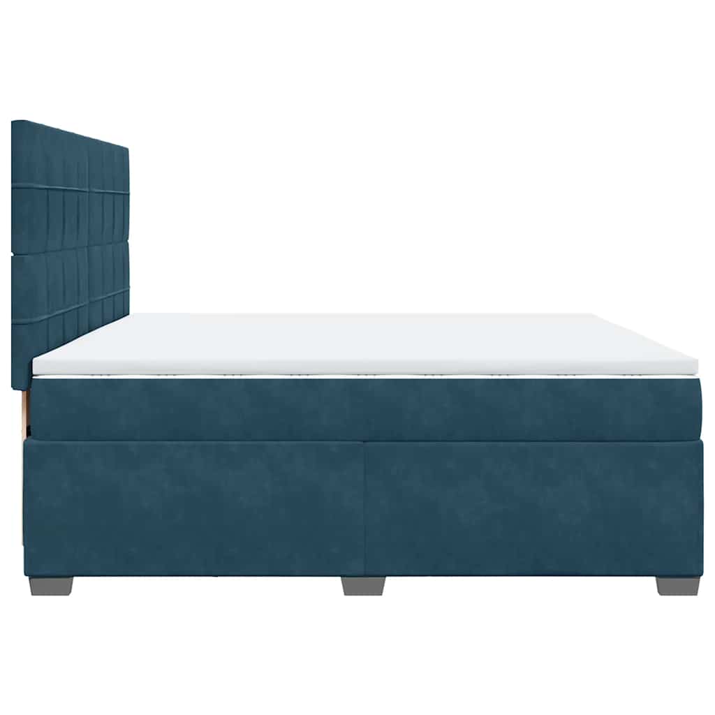 Krevet s oprugama i madracem plavi 200x200 cm baršunasti