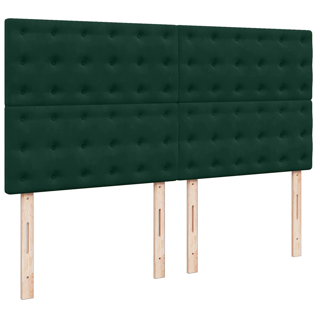 Krevet s oprugama i madracem tamnozeleni 200x200 cm baršunasti