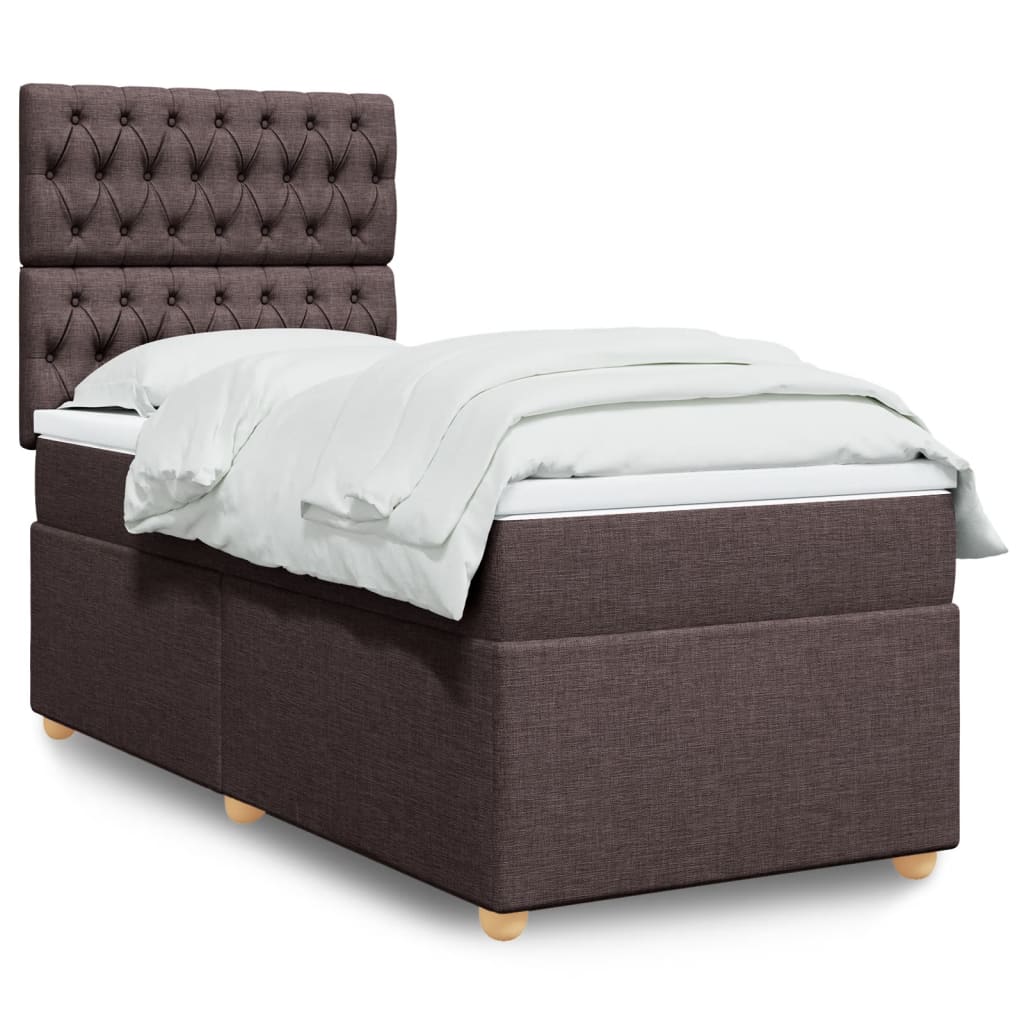 Krevet s oprugama i madracem tamnosmeđi 90 x 190 cm od tkanine