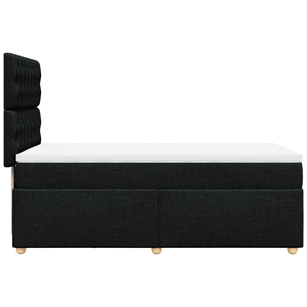 Krevet s oprugama i madracem crni 100 x 200 cm od tkanine
