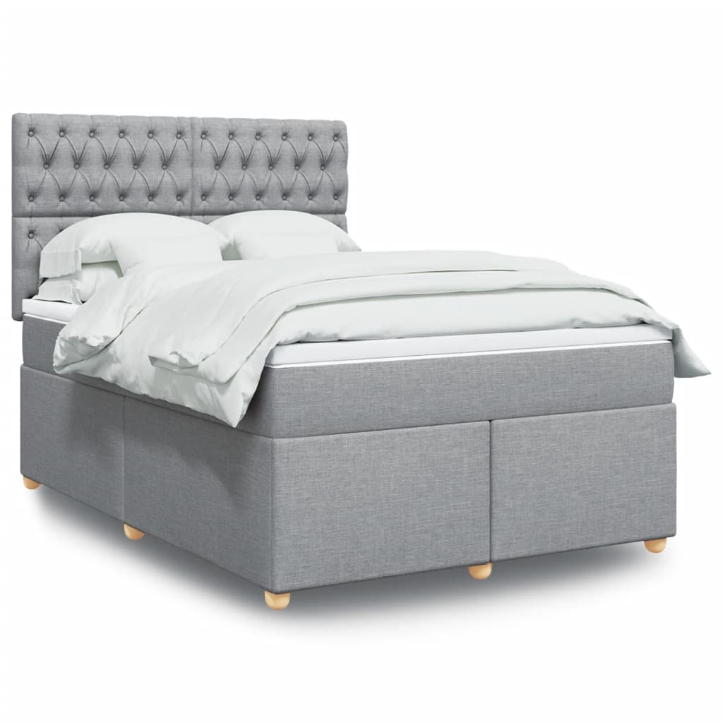 Krevet box spring s madracem svjetlosivi 140x200 cm od tkanine