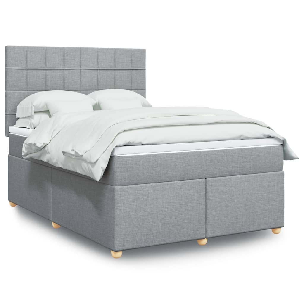 Krevet box spring s madracem svjetlosiva 160x200 cm tkanina