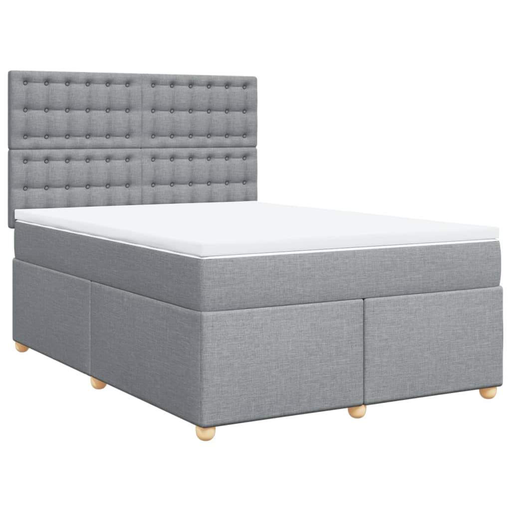Krevet box spring s madracem svjetlosiva 160x200 cm tkanina