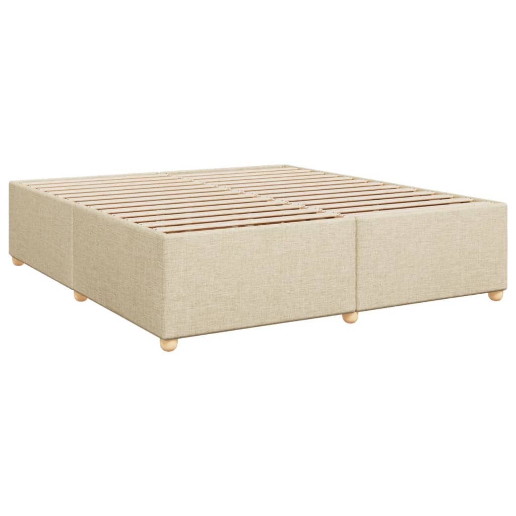 Krevet s oprugama i madracem krem 200 x 200 cm od tkanine