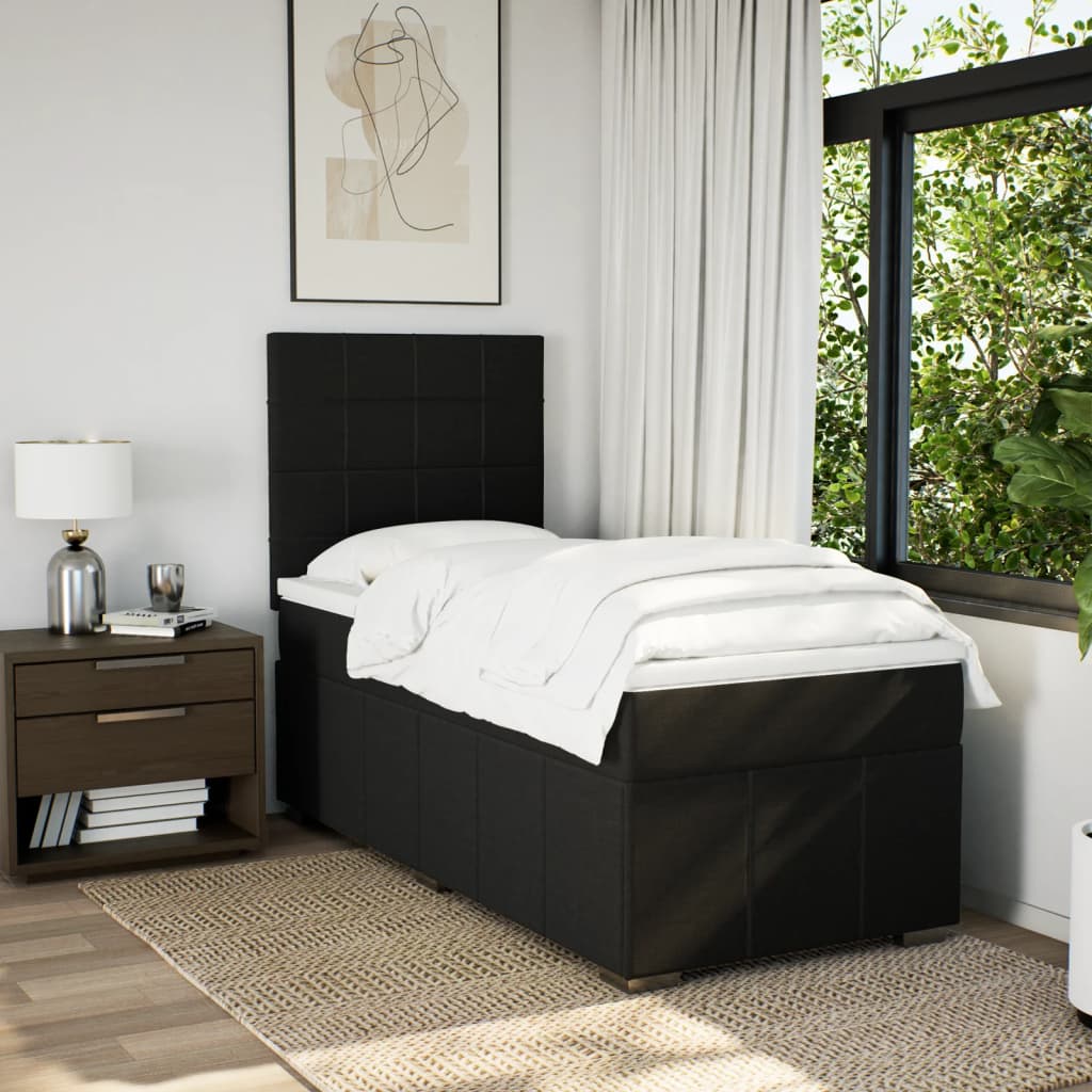 Box spring krevet s madracem crni 90x190 cm od tkanine