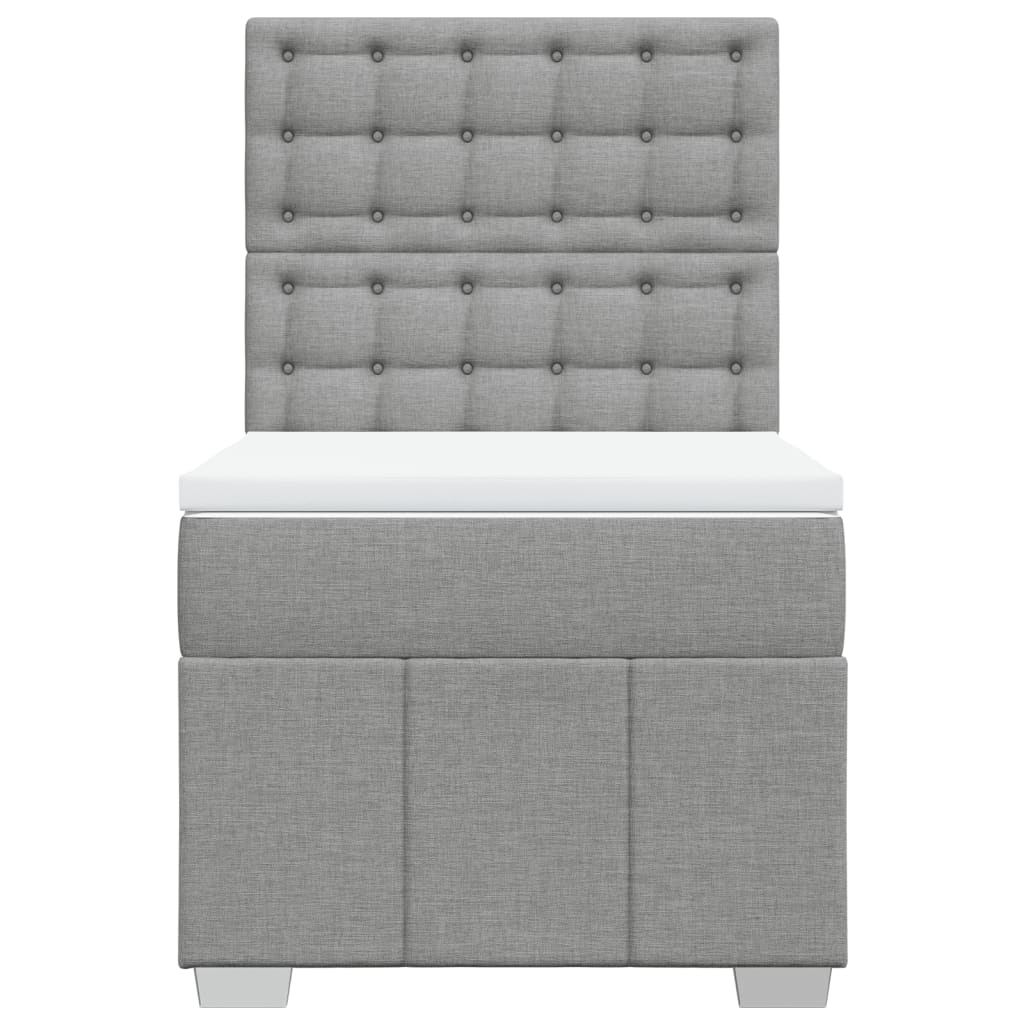 Okvir kreveta s oprugama i madrac svjetlosivi 90x200cm tkanina