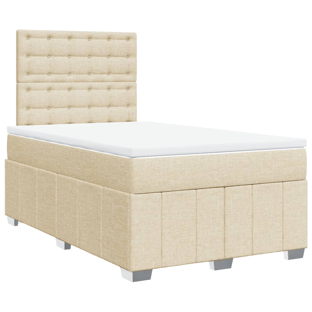 Krevet s oprugama i madracem krem 120 x 200 cm od tkanine