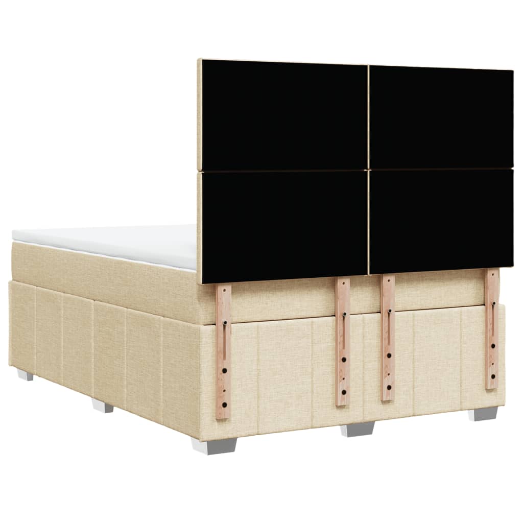 Krevet s oprugama i madracem krem 140 x 190 cm od tkanine