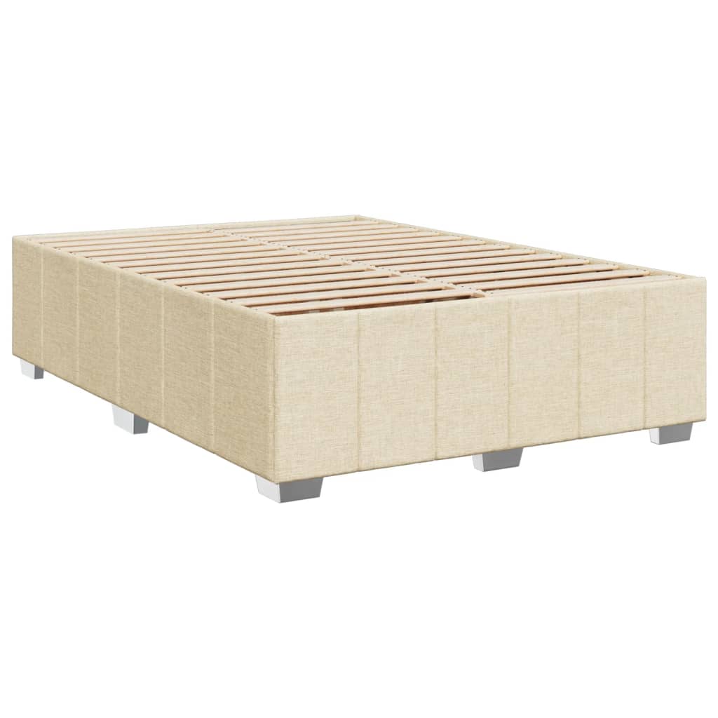 Krevet s oprugama i madracem krem 140 x 190 cm od tkanine
