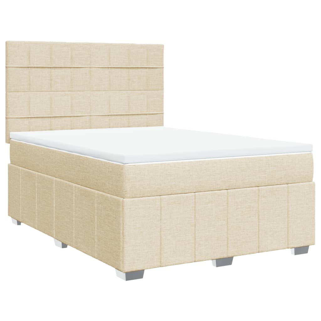 Krevet s oprugama i madracem krem 140x200 cm od tkanine