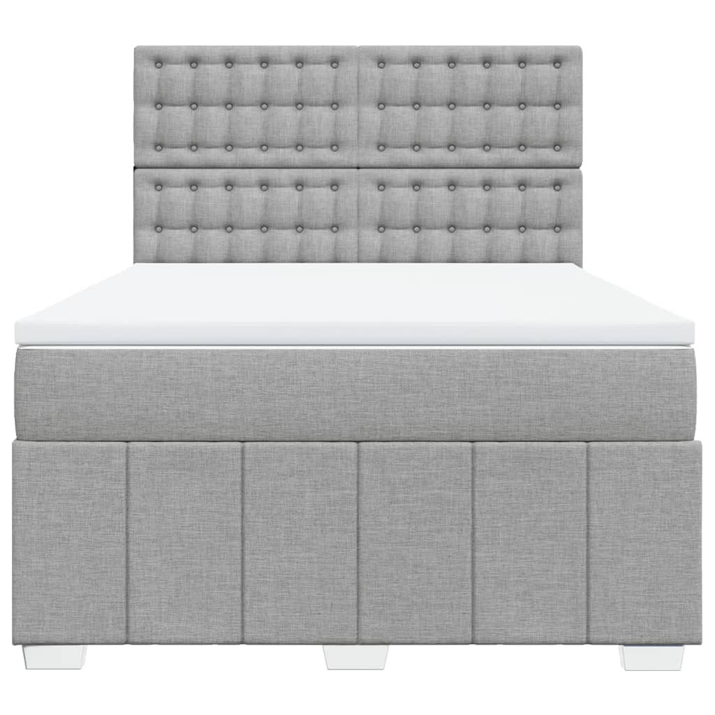 Krevet box spring s madracem svjetlosiva 160x200 cm tkanina