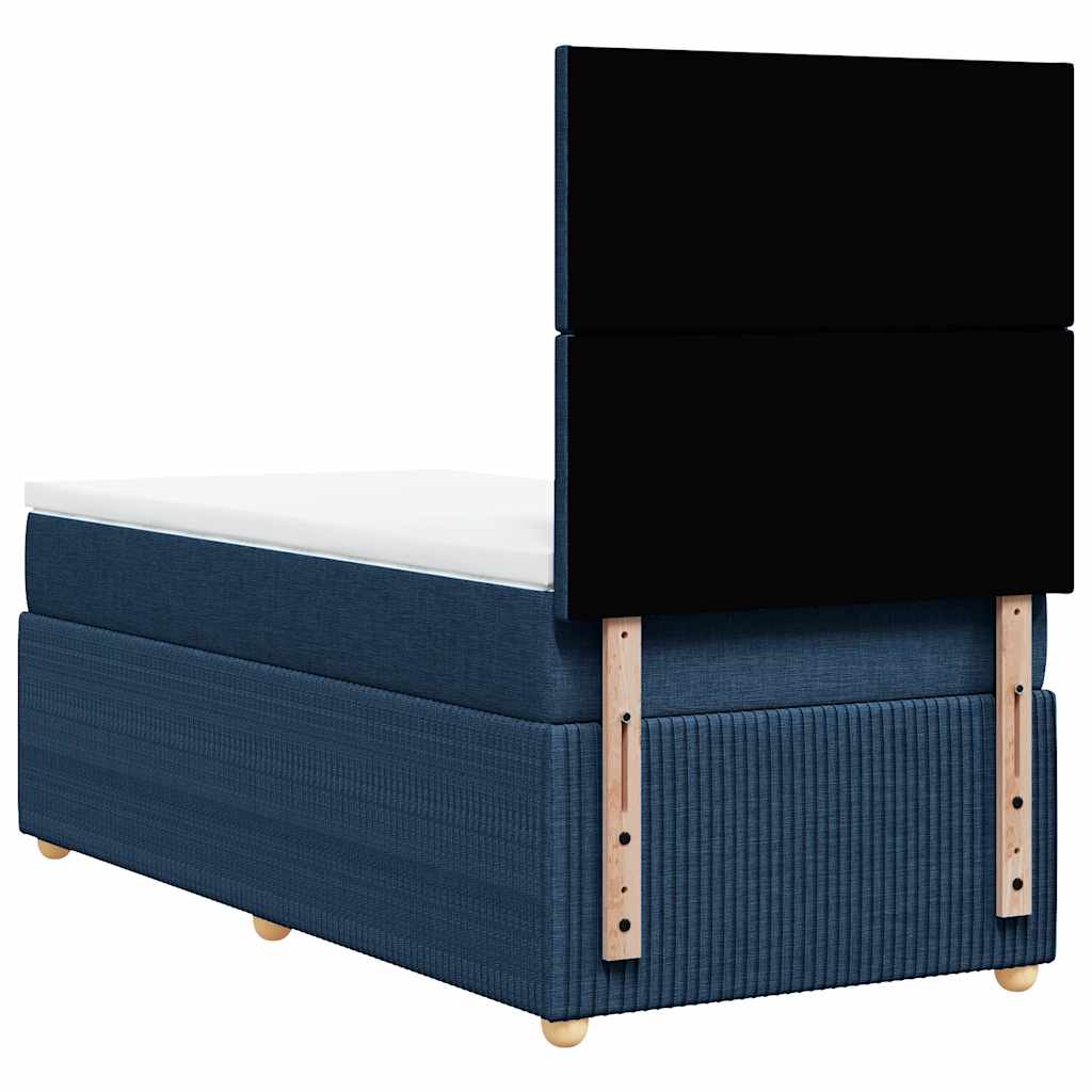 Krevet s oprugama i madracem plavi 90 x 190 cm od tkanine