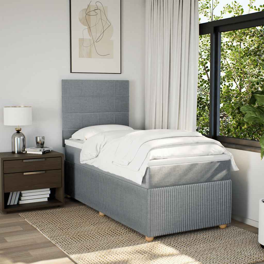 Box spring krevet s madracem svjetlosivi 90x190 cm od tkanine