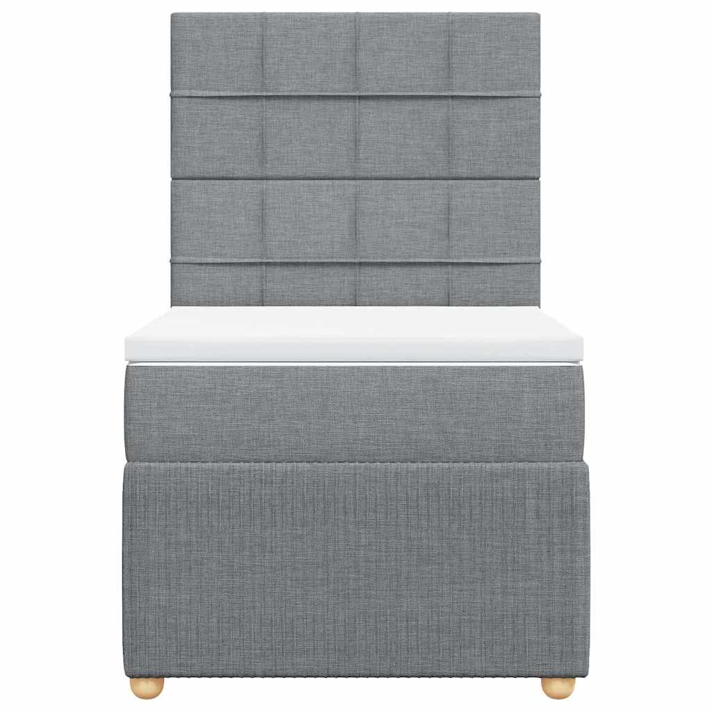 Box spring krevet s madracem svjetlosivi 90x190 cm od tkanine