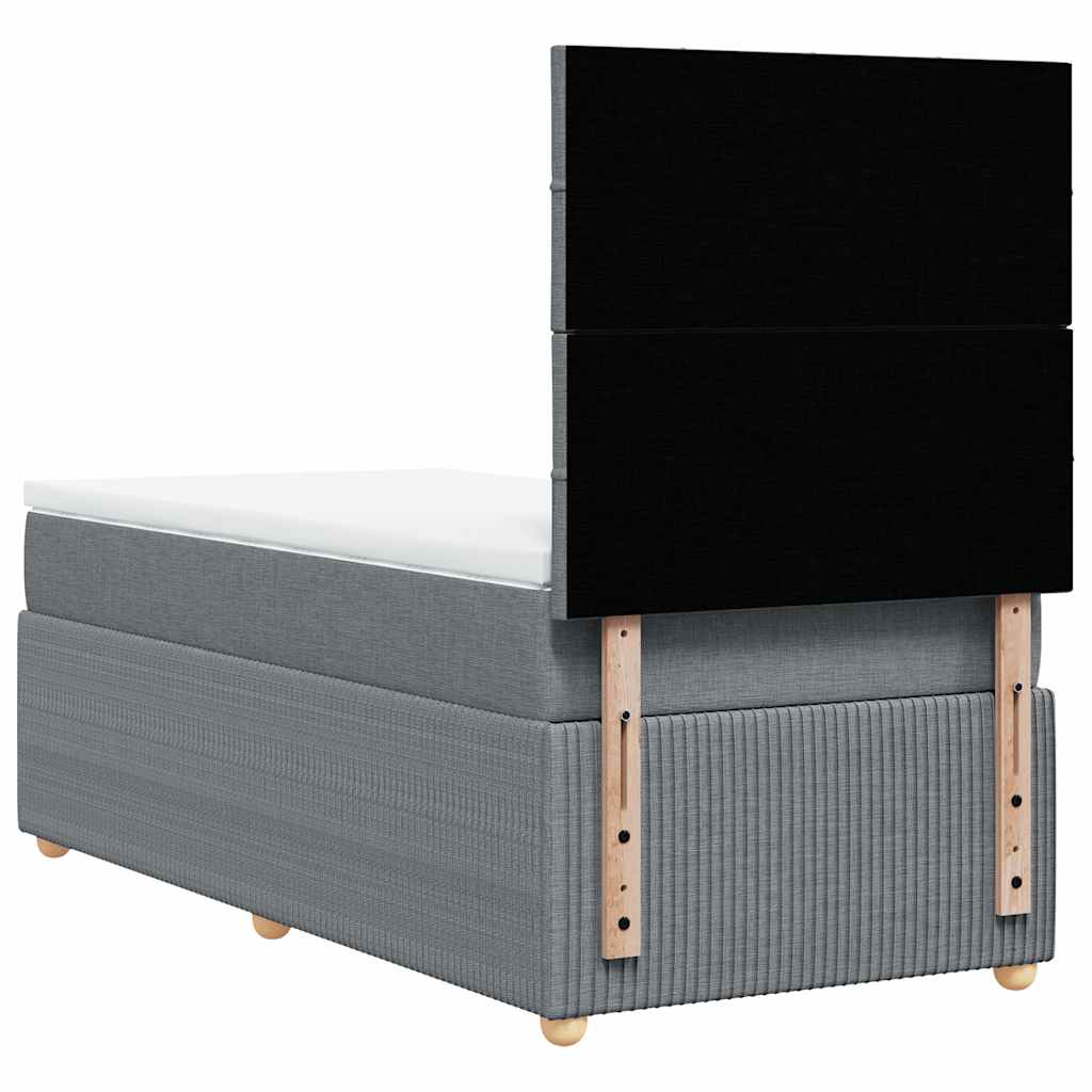 Box spring krevet s madracem svjetlosivi 90x190 cm od tkanine